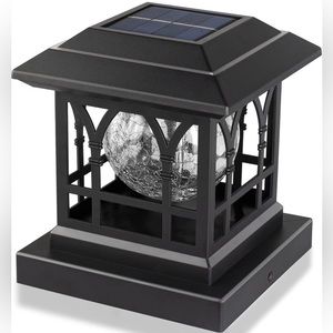 Solar Post Cap Light 2 Lighting Mode, Waterproof, ABS Shell Glass Lens, Black